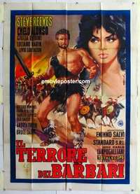 g222 GOLIATH & THE BARBARIANS Italian one-panel movie poster '59 Steve Reeves