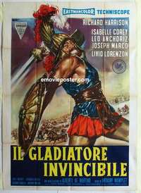 g227 INVINCIBLE GLADIATOR Italian one-panel movie poster '61 Richard Harrison