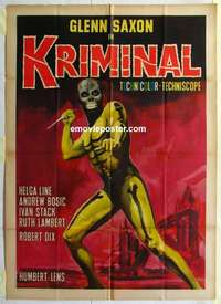 g233 KRIMINAL Italian one-panel movie poster '66 Umberto Lenzi, wild image!
