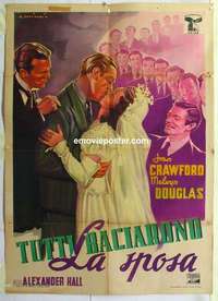 g261 THEY ALL KISSED THE BRIDE Italian one-panel movie poster '40s Joan Crawford