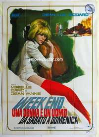 g267 WEEK END Italian one-panel movie poster '67 Jean-Luc Godard, Darc
