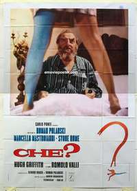 g296 WHAT Italian two-panel movie poster '73 Roman Polanski comedy!