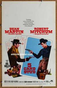 g306 5 CARD STUD window card movie poster '68 Dean Martin plays poker!