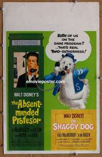 g309 ABSENT-MINDED PROFESSOR/SHAGGY DOG window card movie poster '67 Disney