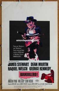 g324 BANDOLERO window card movie poster '68 Raquel Welch, Dean Martin