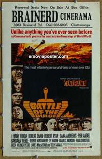 g328 BATTLE OF THE BULGE window card movie poster '66 Henry Fonda, Cinerama!