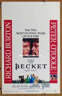 g331 BECKET window card movie poster '64 Richard Burton, Peter O'Toole