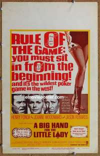 g337 BIG HAND FOR THE LITTLE LADY window card movie poster '66 poker playing!