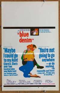 g344 BLUE DENIM window card movie poster '59 Carol Lynley, Brandon DeWilde