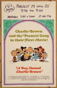 g349 BOY NAMED CHARLIE BROWN window card movie poster '70 Peanuts, Snoopy
