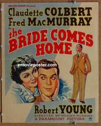 g350 BRIDE COMES HOME window card movie poster '35 Fred MacMurray, Colbert