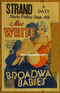 g352 BROADWAY BABIES window card movie poster '29 sexy Alice White image!