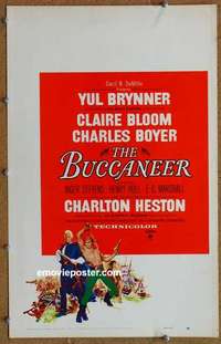 g353 BUCCANEER window card movie poster '58 Brynner, Heston, Bloom, Boyer