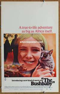 g354 BUSHBABY window card movie poster '70 Margaret Brooks, Louis Gossett Jr.