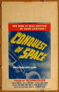 g387 CONQUEST OF SPACE window card movie poster '55 George Pal sci-fi!