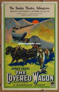 g390 COVERED WAGON window card movie poster '23 James Cruze western!