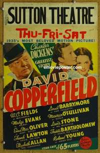 g398 DAVID COPPERFIELD window card movie poster '35 W.C. Fields, Dickens