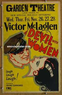 g402 DEVIL WITH WOMEN window card movie poster '30 first Humphrey Bogart!
