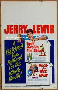 g408 DON'T GIVE UP THE SHIP/ROCK-A-BYE BABY window card movie poster '63
