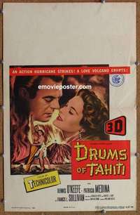 g413 DRUMS OF TAHITI window card movie poster '53 3-D Dennis O'Keefe, Medina