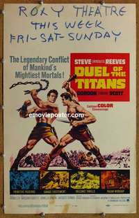 g414 DUEL OF THE TITANS window card movie poster '63 Hercules vs. Tarzan!