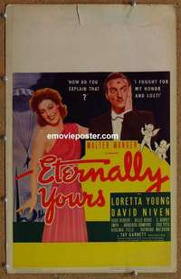 g418 ETERNALLY YOURS window card movie poster '39 Loretta Young, David Niven