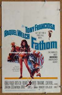 g423 FATHOM window card movie poster '67 sexy Raquel Welch in scuba gear!