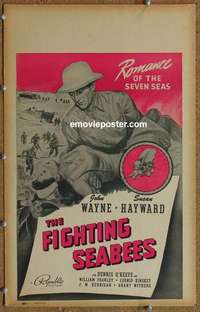 g426 FIGHTING SEABEES window card movie poster '44 John Wayne, Susan Hayward