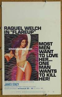 g428 FLAREUP window card movie poster '70 super sexy Raquel Welch image!