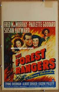 g431 FOREST RANGERS window card movie poster '42 Fred MacMurray, Goddard