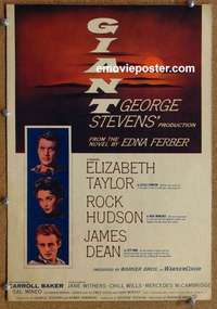 g437 GIANT window card movie poster '56 James Dean, Liz Taylor, Rock Hudson