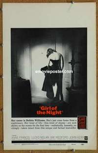 g439 GIRL OF THE NIGHT window card movie poster '60 prostitute Anne Francis!
