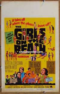 g441 GIRLS ON THE BEACH window card movie poster '65 The Beach Boys!