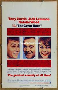g449 GREAT RACE window card movie poster '65 Curtis, Lemmon, Natalie Wood