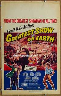 g450 GREATEST SHOW ON EARTH window card movie poster R67 DeMille, Heston