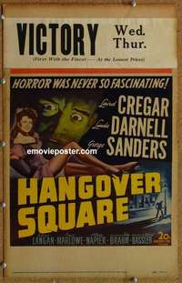 g456 HANGOVER SQUARE window card movie poster '45 Laird Cregar, Sanders