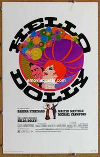 g460 HELLO DOLLY window card movie poster '70 Barbra Streisand, Matthau