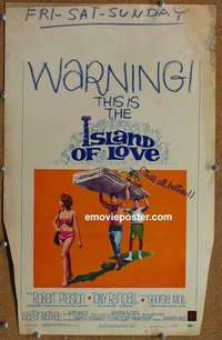 g480 ISLAND OF LOVE window card movie poster '63 Robert Preston, Tony Randall