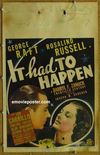 g481 IT HAD TO HAPPEN window card movie poster '36 George Raft, Ros Russell