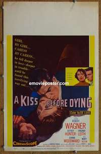 g502 KISS BEFORE DYING window card movie poster '56 Robert Wagner, Woodward