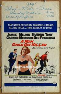 g526 MAN COULD GET KILLED window card movie poster '66 Melina Mercouri