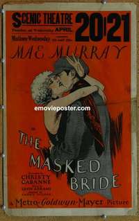 g532 MASKED BRIDE window card movie poster '25 very sexy Mae Murray!