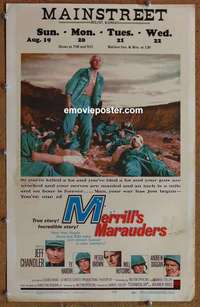 g534 MERRILL'S MARAUDERS window card movie poster '62 Sam Fuller, WWII