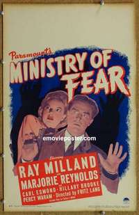 g536 MINISTRY OF FEAR window card movie poster '44 Fritz Lang, Ray Milland
