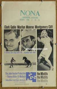 g537 MISFITS window card movie poster '61 Clark Gable, Monroe, Monty Clift