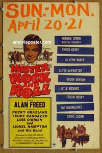 g538 MISTER ROCK & ROLL window card movie poster '57 Alan Freed, Graziano