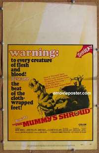 g545 MUMMY'S SHROUD window card movie poster '67 wild giant mummy image!