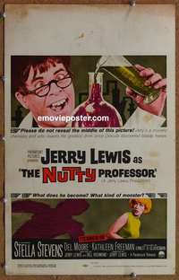 g558 NUTTY PROFESSOR window card movie poster '63 mad Jerry Lewis!