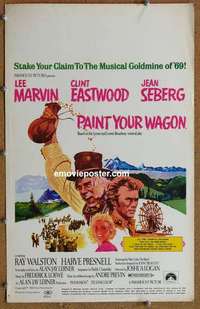 g566 PAINT YOUR WAGON window card movie poster '69 Clint Eastwood, Marvin