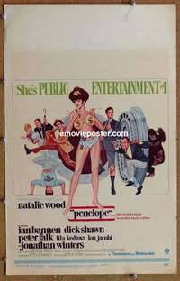 g571 PENELOPE window card movie poster '66 Natalie Wood, Peter Falk